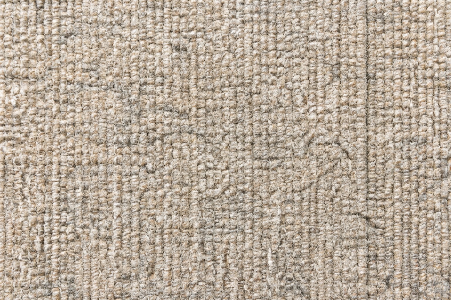 Oatmeal heather loop-pile carpet tile, tight product close-up, no room.